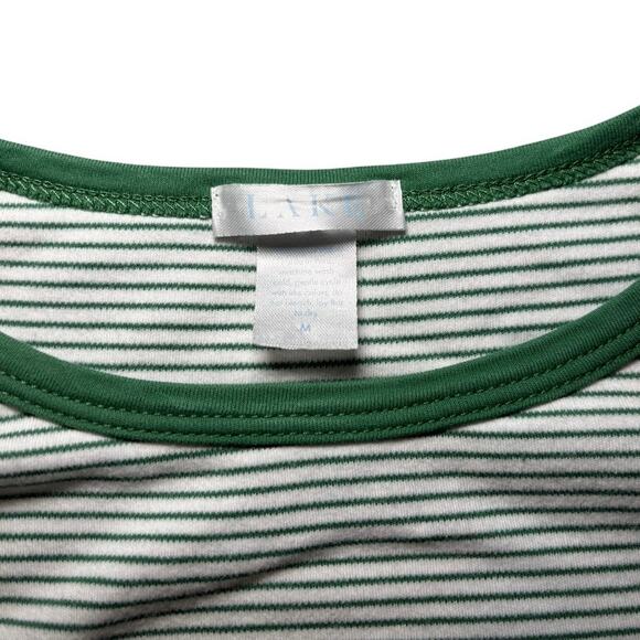 LAKE Long Sleeve Green Striped Pajama Shirt Size Medium - Picture 2 of 4